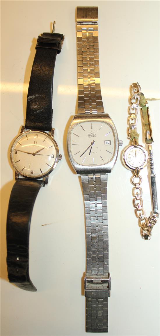 2 Omega wrist watches & ladies Tudor watch